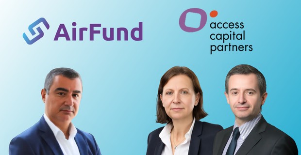 Left: Alexandre Harkous, CEO of AirFund. Right: Agnès Nahum and Philippe Poggioli, Managing Partners at Access Capital Partners. 