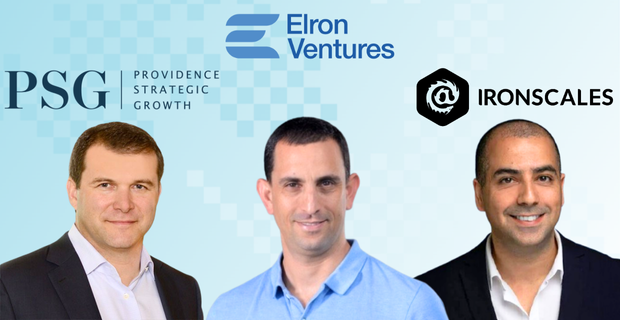 Mark Hastings, PSG Equity CEO, Yaron Elad, Elron Ventures CEO and Eyal Benishti, Founder and CEO of IRONSCALES.